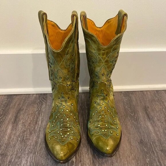 Old Gringo Shoes - Old Gringo Green and Yellow Heeled Boots
